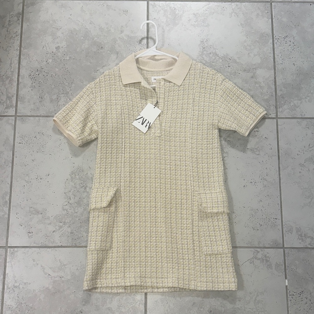 Butter Yellow Tweed Mini Shift Dress